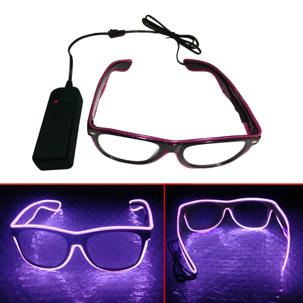 Neon LED Glasses EL Wire Light Up Shutter Glasses Fashionable W/Driver Decoration for Costume Party Halloween Christmas Gifts - Цвет: Type2 Purple
