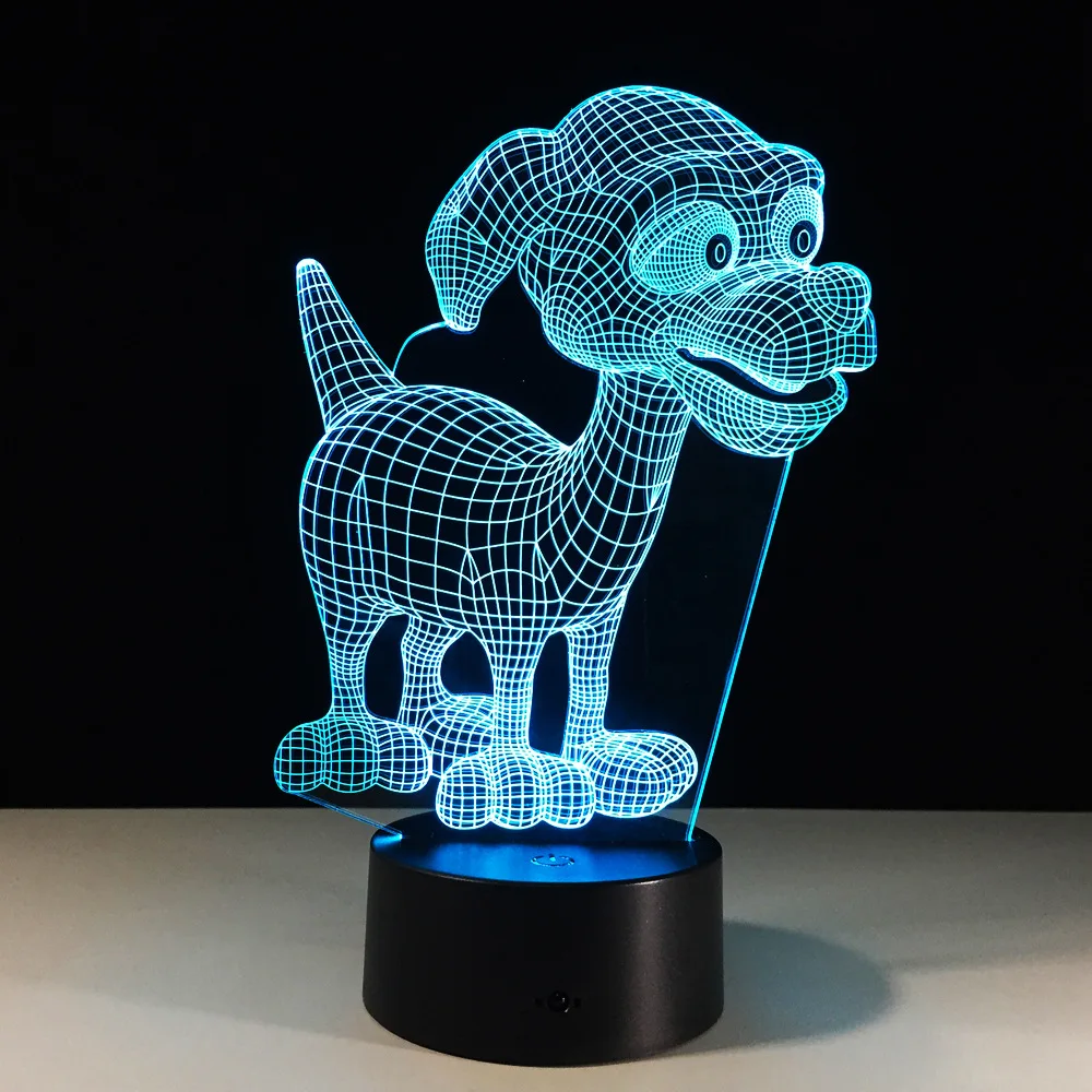 Мультяшная собака 3D Акриловый ночник USB подсветка для сна 7 цветов меняющая