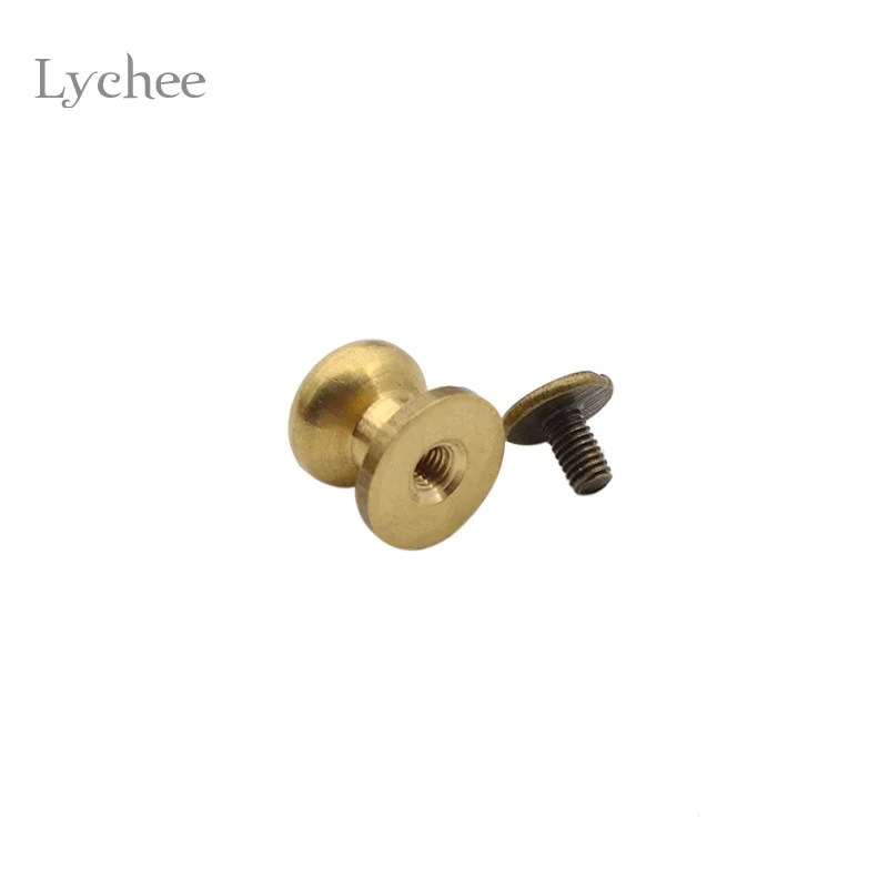 Lychee Life 5/6/8/10 мм Винт гвоздики с круглой головкой из твердой латуни кожаный винт
