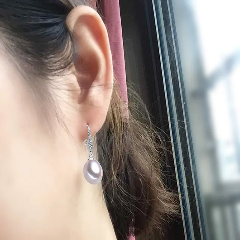 

RIANCY Pearl Earrings 925 Sterling Silver Jewelry For Women 8-9mm rice pearl drop Earring Natural Freshwater Pearl Jewelry Gift