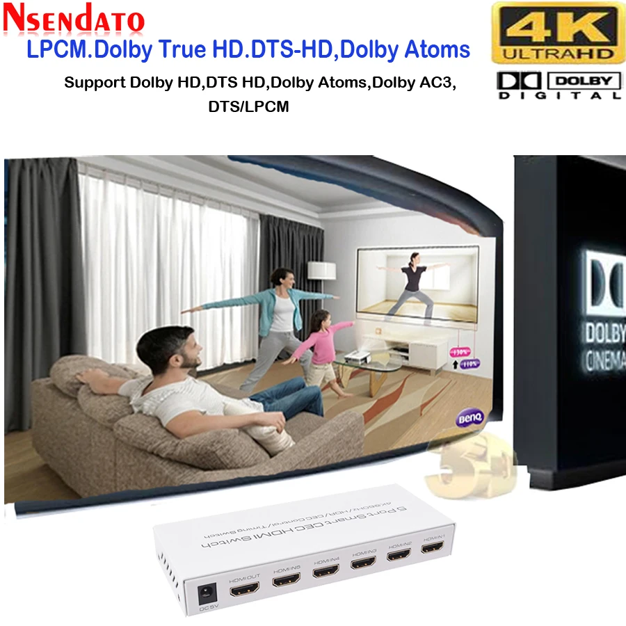 4 к* 2 к 5 в 1 выход HDR HDMI адаптер переключатель 5 портов Smart CEC HDMI переключатель синхронизации с IR Romote Dolby DTS HD LPCM для HDTV PS3 PS4