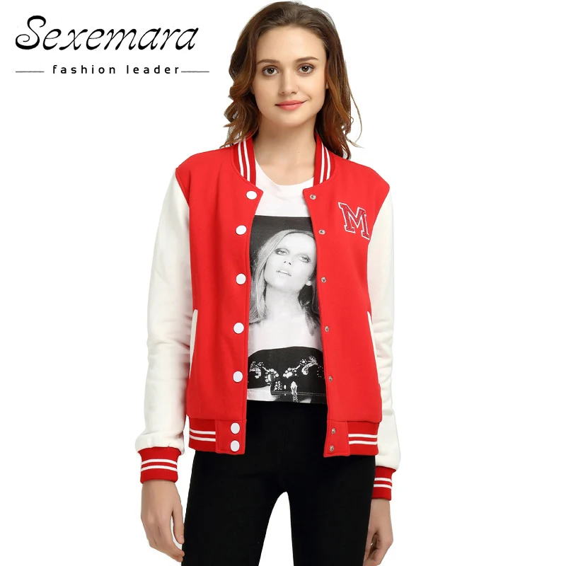 Бейсбольная куртка на пуговицах для женщин бомбер 2020 Классическая сращивания