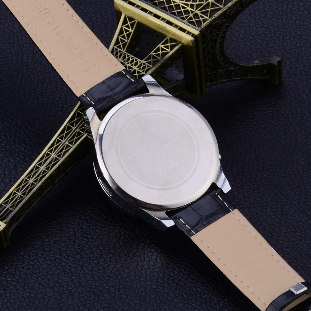 Cigarette Lighter watch Men USB rechangeable Casual Quartz Watch fashion Arc Flameless Lighter Wristwatches clock JH338