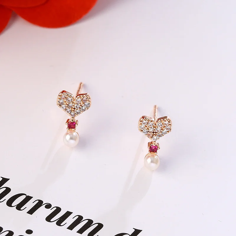 Maple2000 новые серьги с кристаллами в форме сердца жемчужные кулоном милые мини