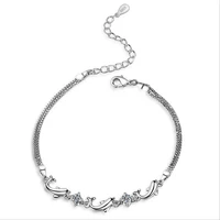 trendy women silver 925 bracelets accessories top quality crystal dolphin lady jewelry fashion girl christmas birthday bijou