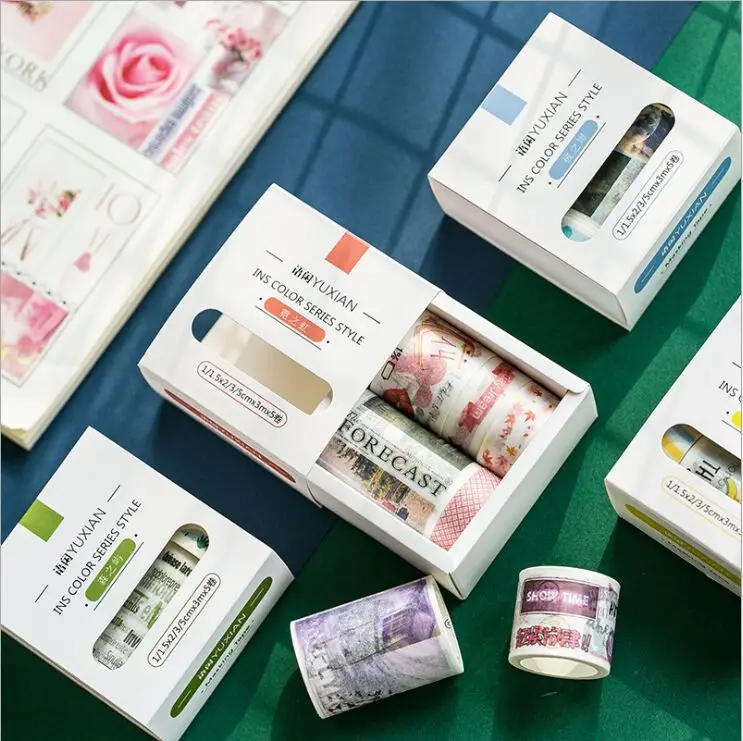 5 рулонов/коробка Instagram стили лента для декорации Washi DIY планировщик скрапбукинга
