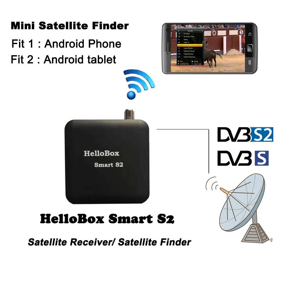 Телефон спутниковый искатель Hellobox Smart S2 DVB S2 спутниковый приемник Play на Android телефон/ПК планшет приемник dvbплеер DVBFinder