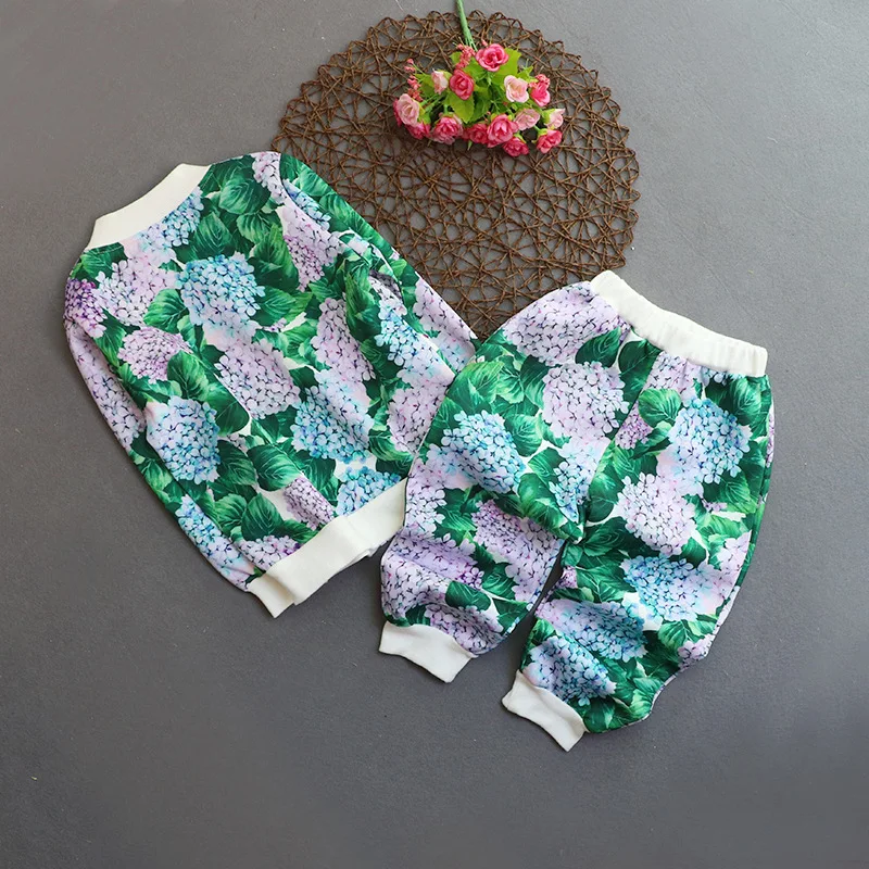 Комплект одежды для маленьких девочек с длинным рукавом и принтом винограда|girl