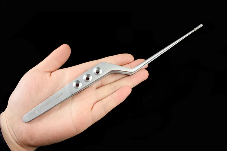JZ Brain skull Neurosurgery surgery Instrument Medical Brain Tweezers Cranium Microscopic Fine teeth Tweezers 24 cm Gun Form