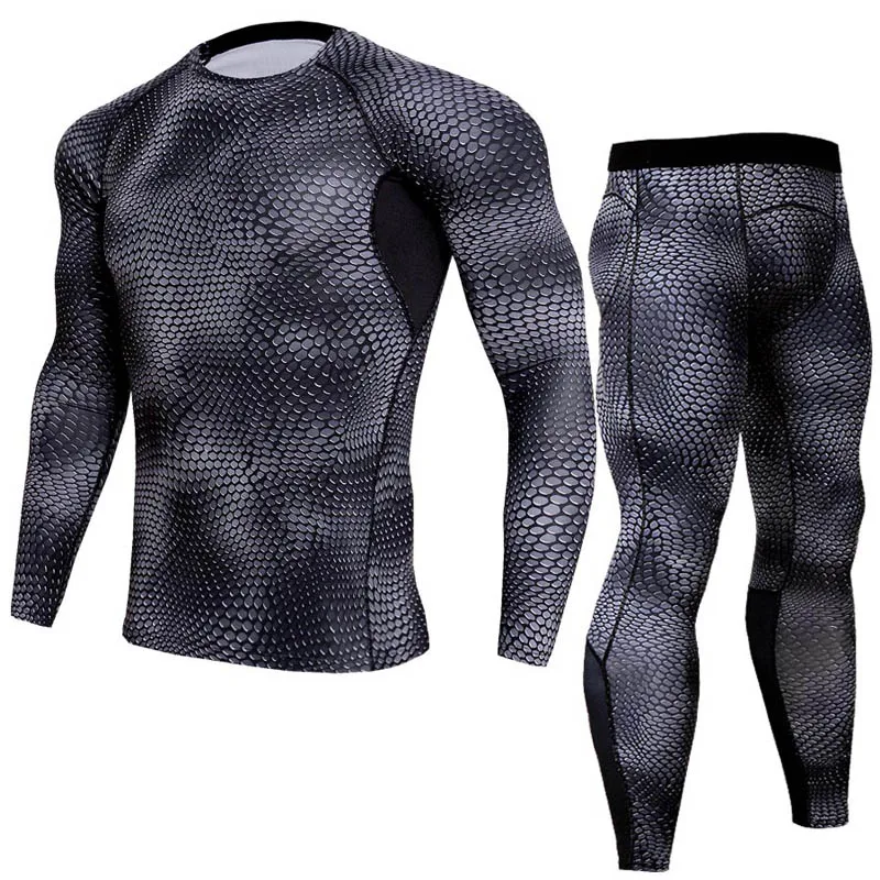 Long suit 15 Мужская спортивная одежда костюм для бега компрессионный ММА Рашгард мужские кальсоны зимнее термобелье спортивный костюм брендовая одежда 4XL - Цвет: Long suit 15