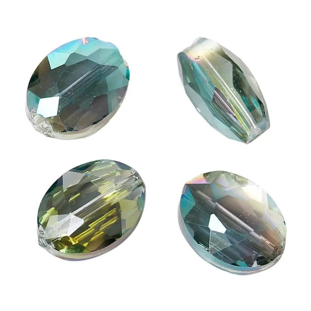 8 сезонов овальные прозрачные граненые стеклянные бусины зеленого цвета АВ около