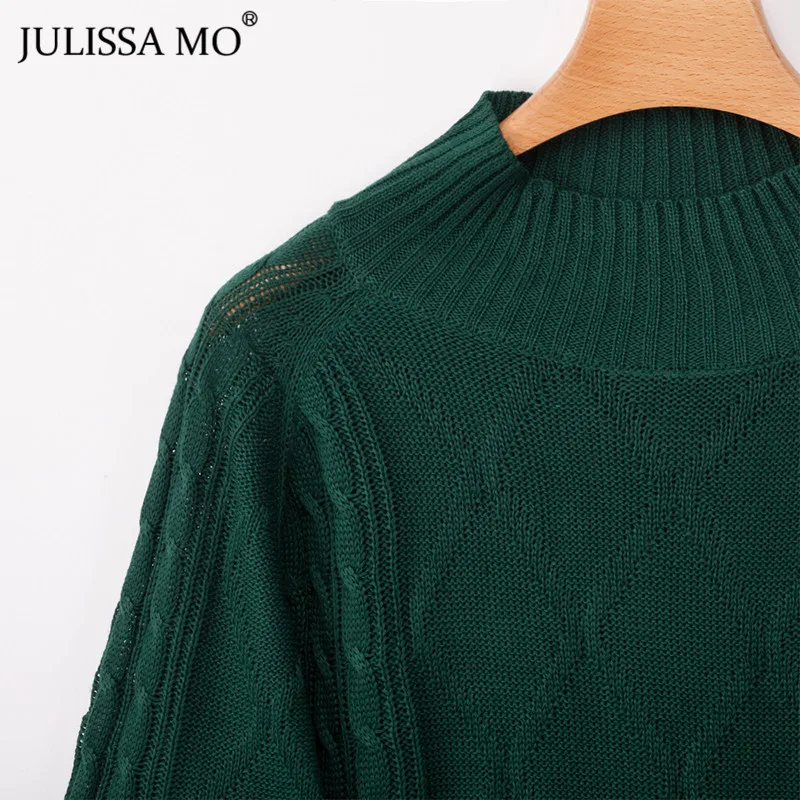 Julissa mo, вязаный свитер с рукавом-фонариком, для женщин, Осень-зима, водолазка, свободные пуловеры, повседневные, уличные свитера, женские топы