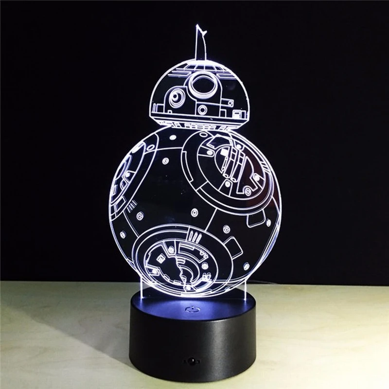 Ночник Звездные войны BB8 спальня настольная лампа 3d энергосберегающий ночник s