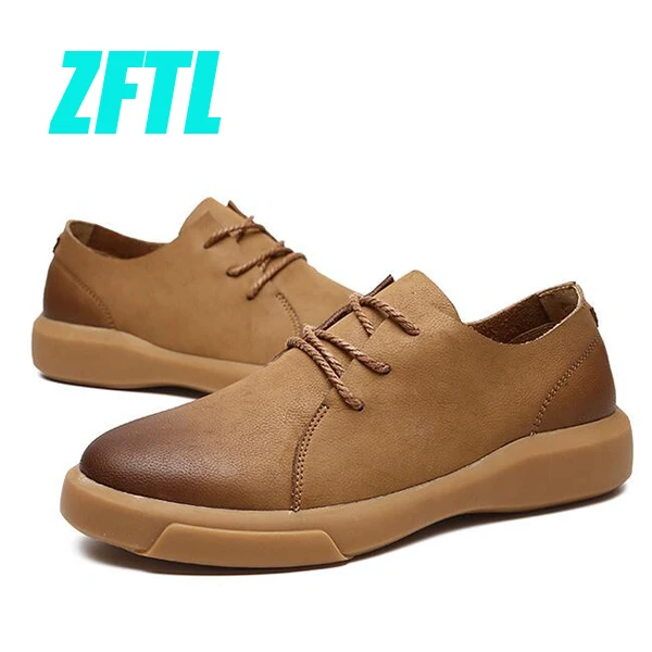 Brown Casual shoes ZFTL/Новые мужские ботинки Мартинс, большой размер, Мужская обувь из натуральной кожи на шнуровке, мужская повседневная модная обувь в стиле ретро, Мужская обувь для отдыха 76 - Цвет: Brown Casual shoes