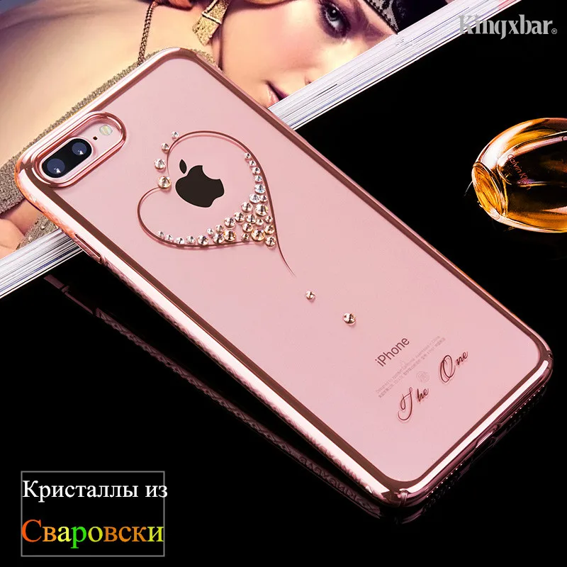 KINGXBAR для iPhone X 6 6s 7 8 Plus кристаллами от Swarovski Diamond Flower прозрачный чехол Чехол плюс