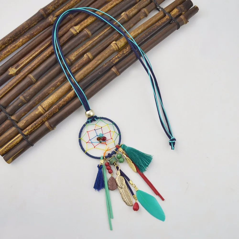 Женское Ожерелье в этническом стиле ожерелье богемном с длинными зелеными