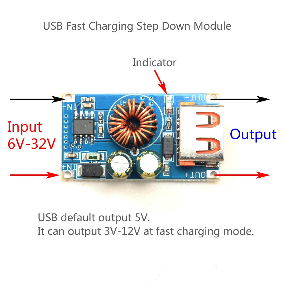 USB DC понижающий модуль 12V 24V постоянного тока до QC2.0 QC3.0, быстрая зарядка, мобильный телефон зарядная плата для Apple huawei FCP Быстрый Зарядное устройство