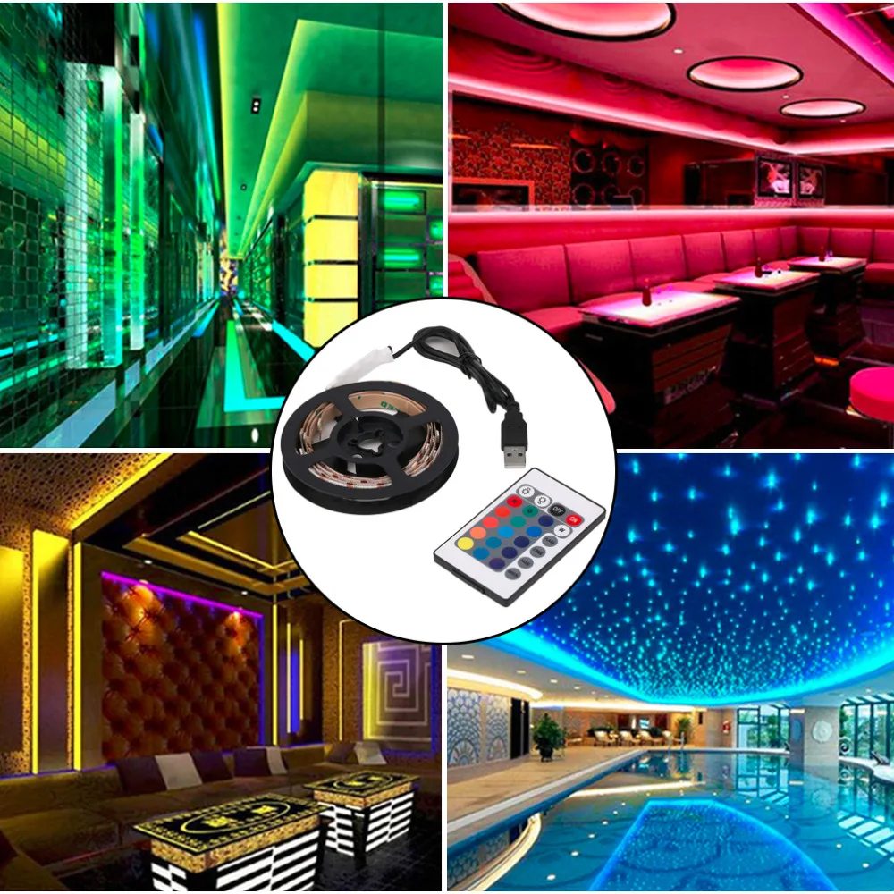 Non-Waterproof 5V 5050 RGB USB Remote Control LED String Light Flexible Garden Super Bright Fairy Decoration Lamp | Освещение