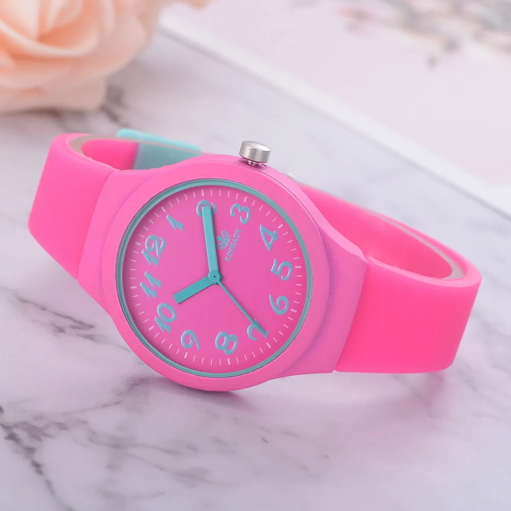 Модные женские часы с силиконовым ремешком Женские однотонные повседневные
