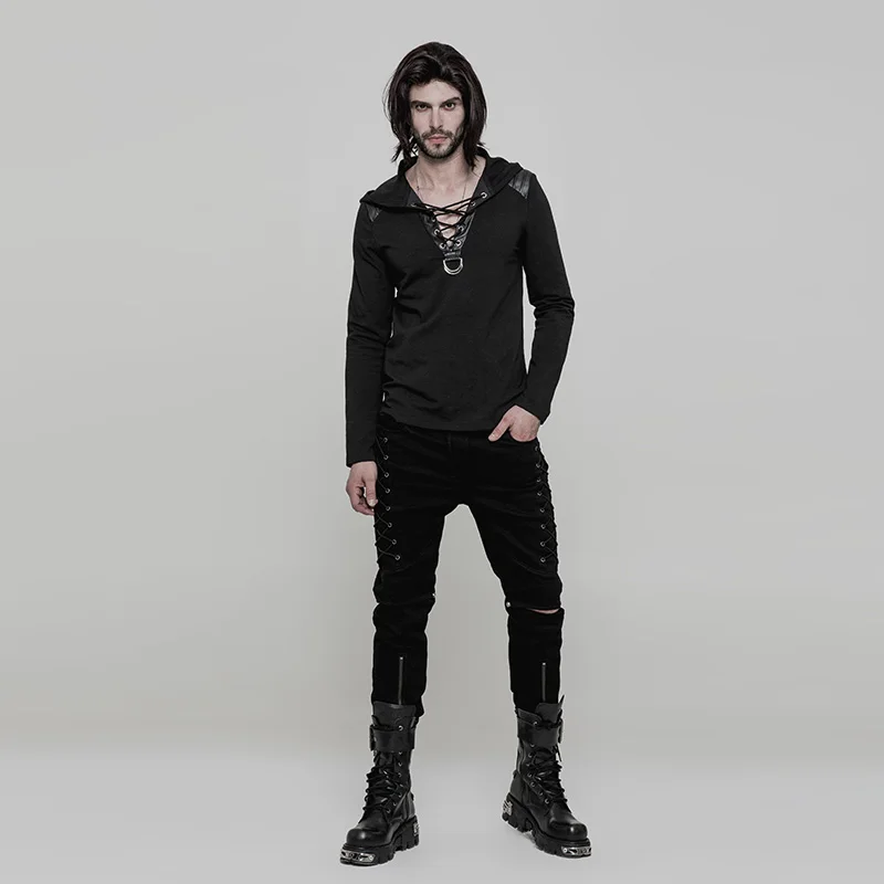 Мужская Повседневная футболка Gothis Steampunk Rave с капюшоном и длинным рукавом