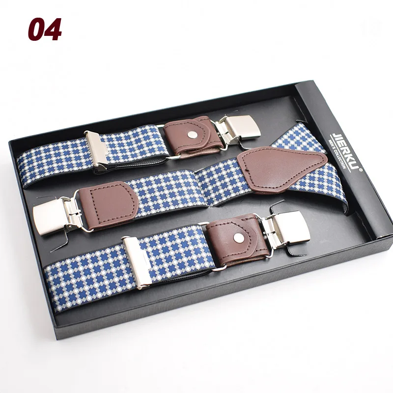 Plaid Мужские подтяжки из натуральной кожи на подтяжках, 3 зажима на подтяжках, модные брюки на подтяжках, подарок для отца/мужчины, 3,5*120 см, JK3C02 - Цвет: Plaid