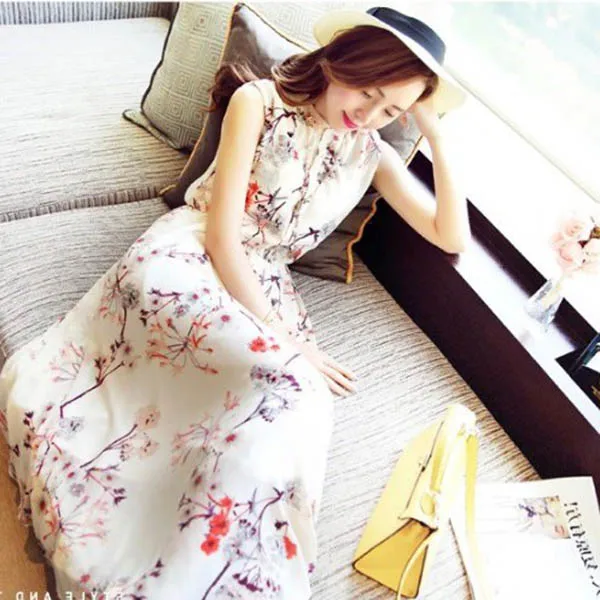 Новое Женское хлопковое Повседневное платье с принтом без рукавов стоячий