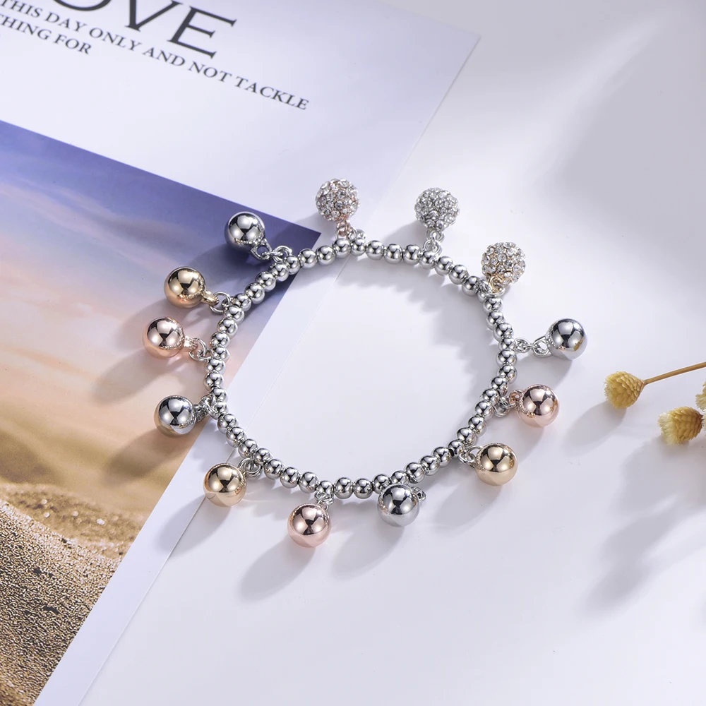 Шарм Цветной хрустальный круглый подвесной браслет для женщин и детей золотой