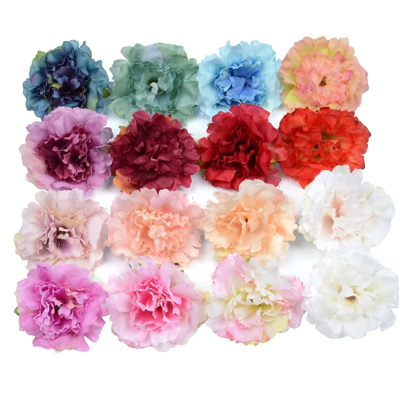 10pcs 5cm Carnation Artificial Silk Flower Head For Wedding Home Party Decoration Scrapbooking Chrismas Cheap Fake flowers