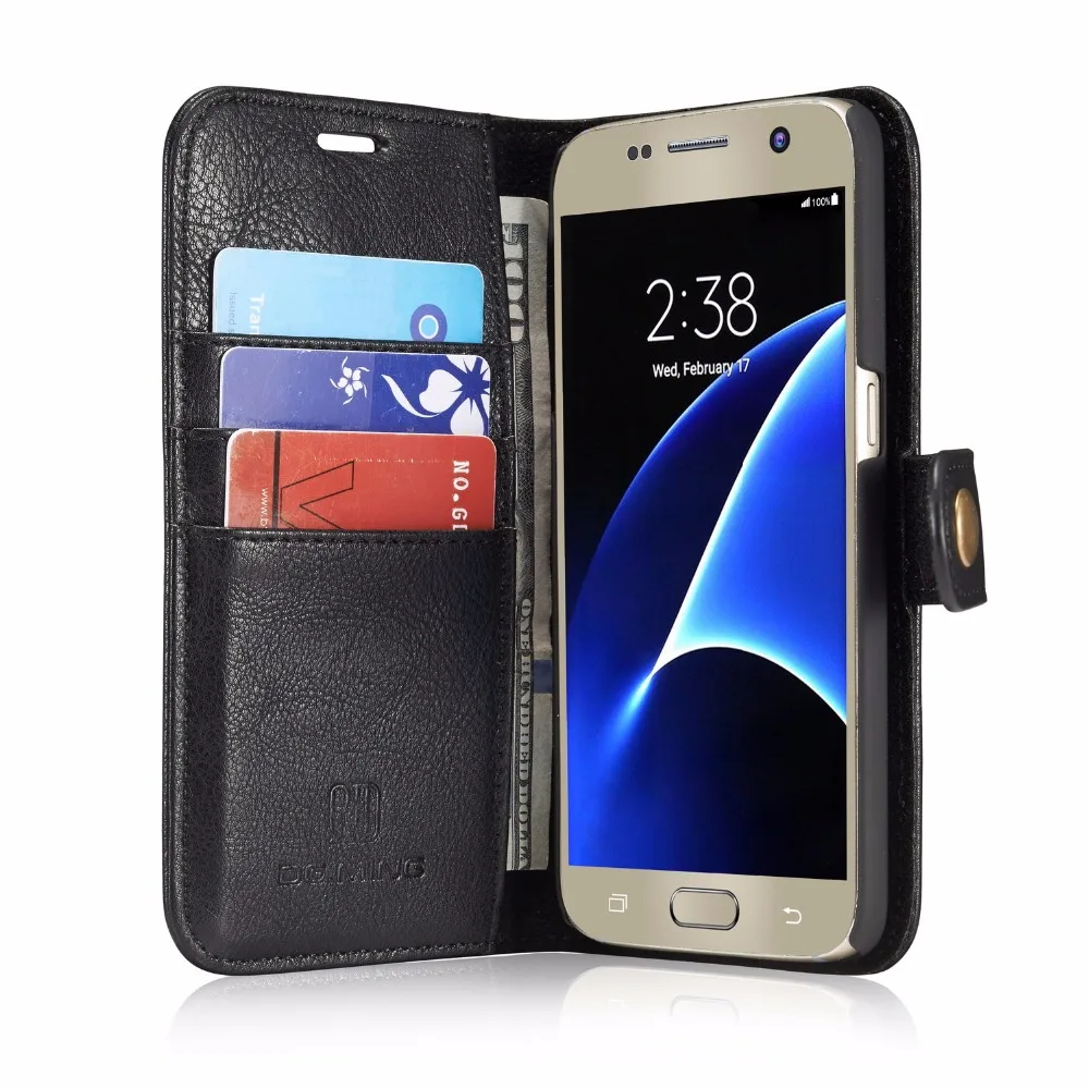Роскошные Ретро кожа флип чехол для Samsung S7 край S8 плюс 2 в 1 съемный магнитный