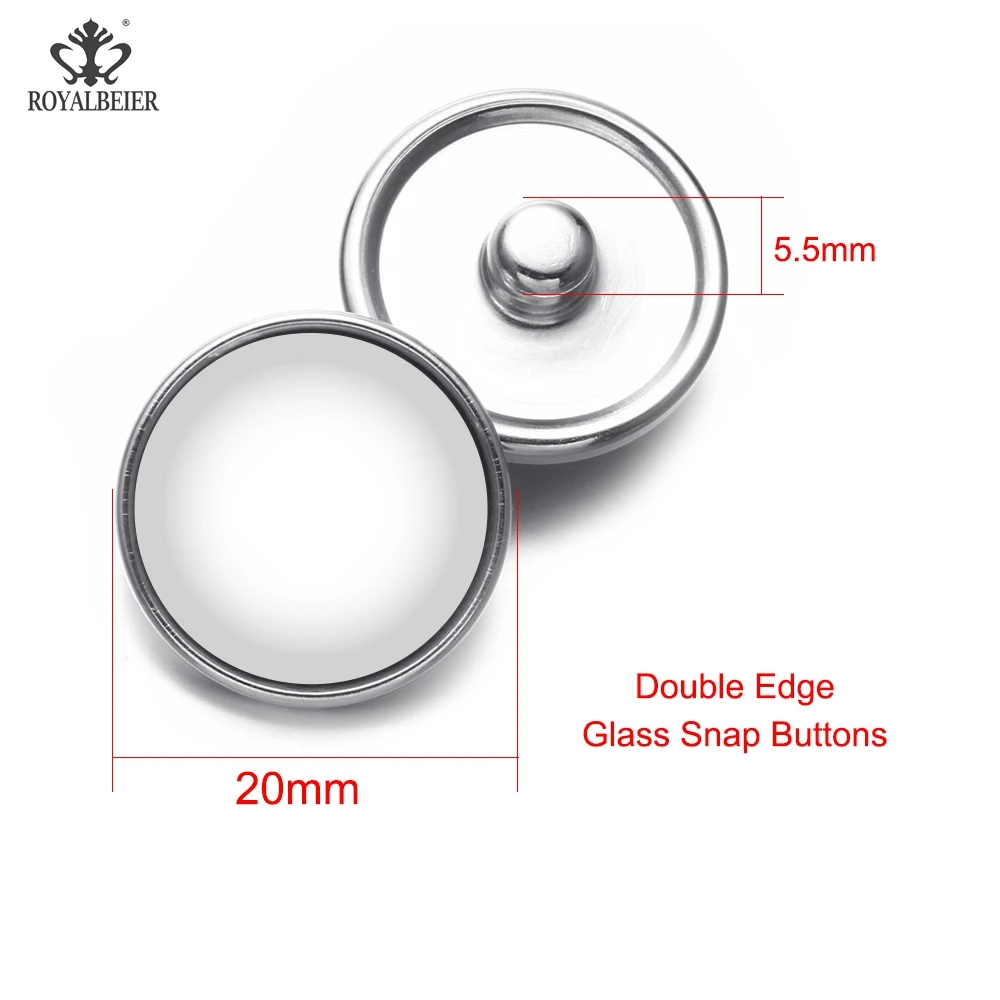 6pcs20mm Double Edge ROYALBEIER Новые Пользовательские 6 шт./лот 12 мм/18 мм/20 мм стеклянные кнопки Шарм пользовательские запонки просто отправить ваши фотографии подходят оснастки ювелирные изделия - Окраска металла: 6pcs20mm Double Edge