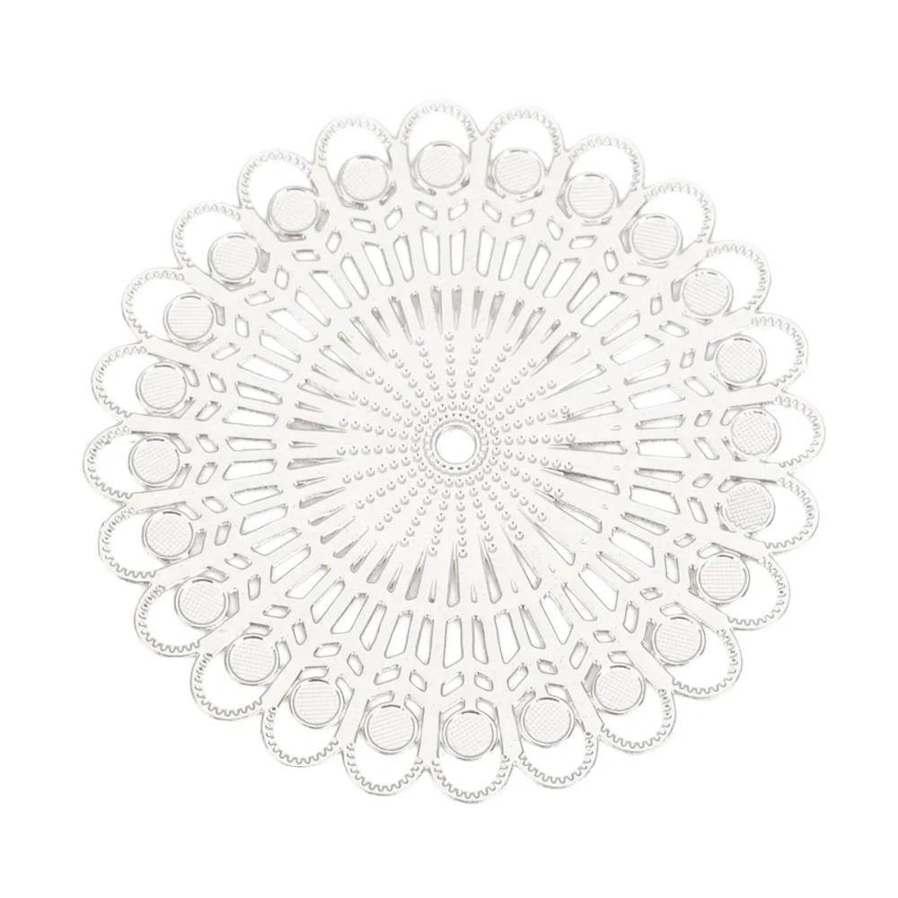 DoreenBeads Fashion Iron Based Alloy Filigree Stamping Connectors Flower Silver Color Gold DIY Charms 32mm Dia 10 PCs | Украшения и