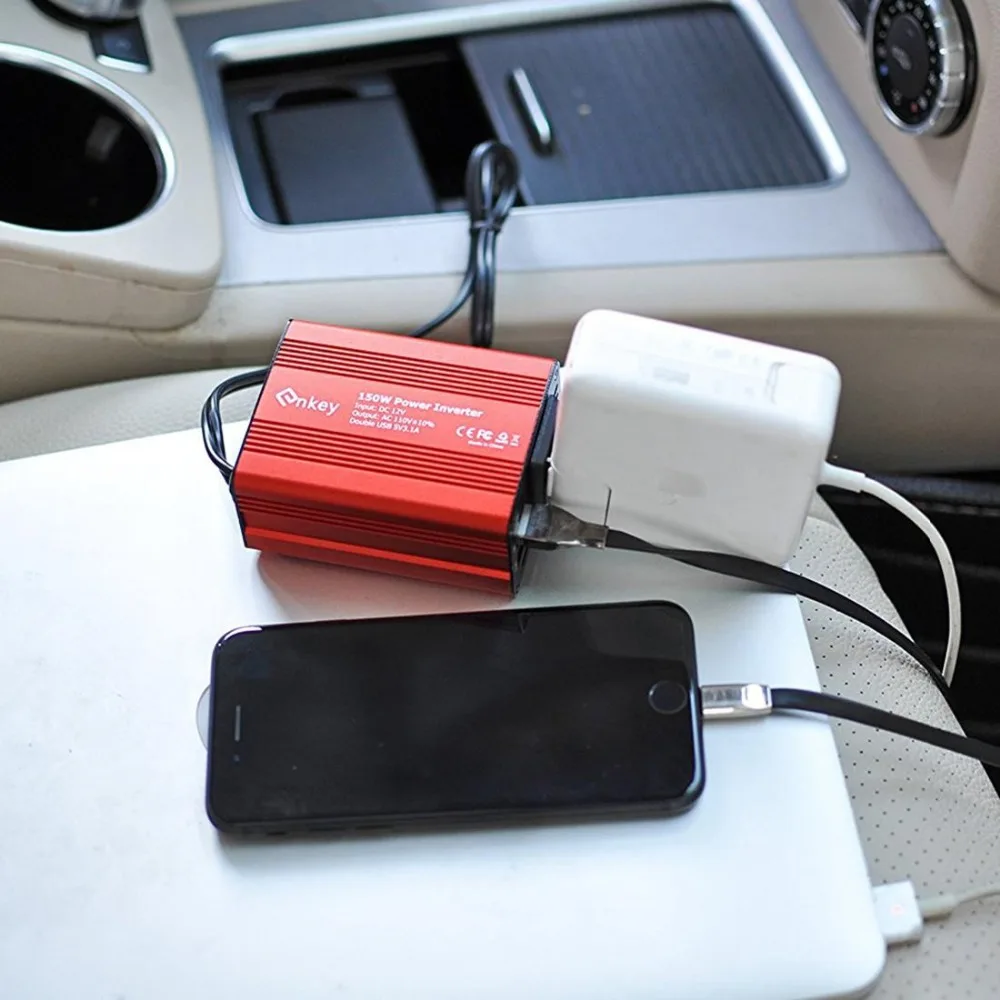 Car Use Inverter 150W 12V to 110V Dual USB Ports European Standard Red | Электроника