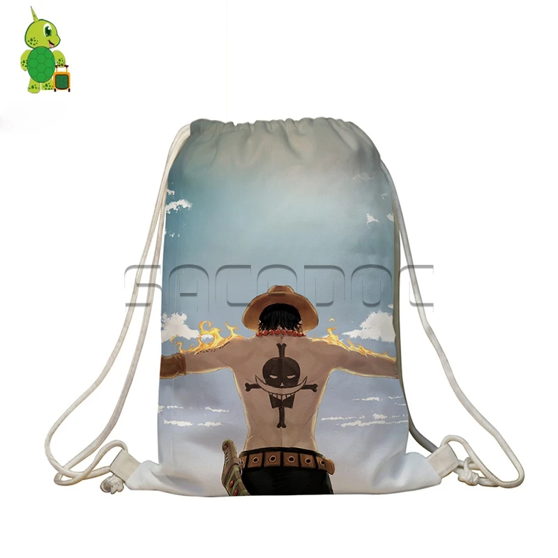 Аниме Одна деталь Луффи Ace печатных drawstring сумка Портативный Дорожные сумки для подростков Обувь для девочек Обувь для мальчиков Школьные ранцы ежедневно рюкзак