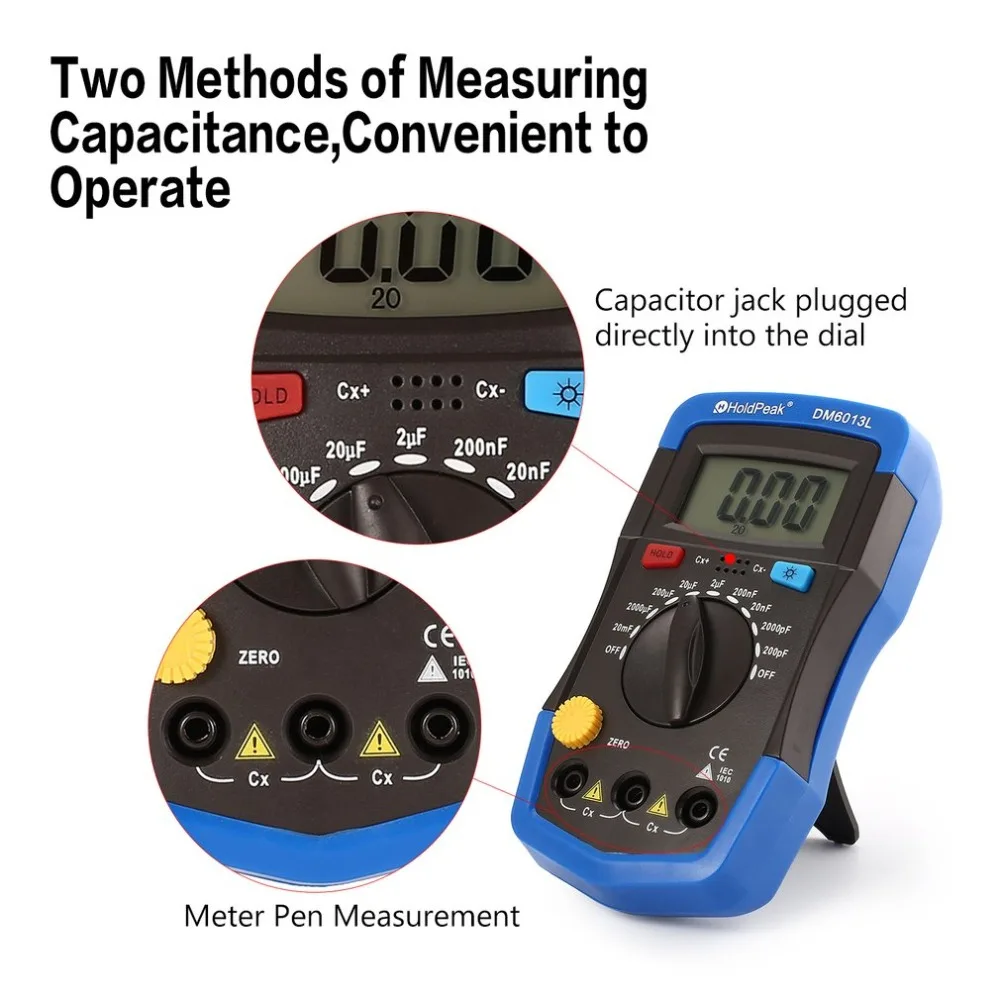 DM6013L Portable Handheld Digital Capacitance Capacitor Meter 1999 Counts Tester 200pF~20mF Data Hold Backlight | Инструменты