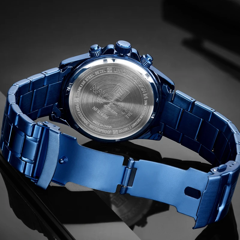 

NAVIFORCE 2018 Fashion Quartz Watch Mens Top Brand Luxury Male Clock Business Wrist Watch Blue Full Steel Relogio Masculino