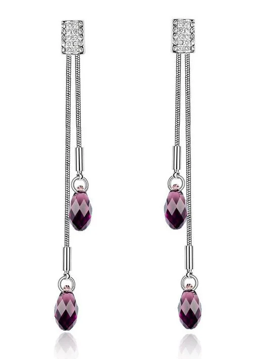 7 Винтажные кристаллы от Swarovski длинные серьги с кисточками для женщин Серебряный цвет Висячие серьги Свадебные украшения Bijoux 13 цветов - Окраска металла: 7