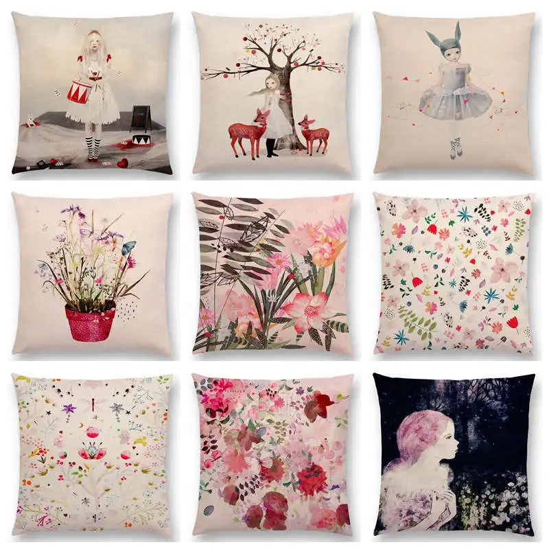 Женский чехол с изображением милой девушки цветов листьев деревьев