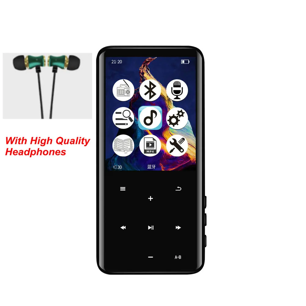 MP4 плеер портативный Bluetooth 4,0 MP3 мультимедийный MP 4 Тонкий 2,4 дюймов сенсорный экран fm-радио видео HiFi плеер SD карта до 32 Гб - Цвет: MP4 with headphones