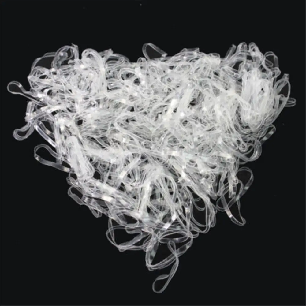 

200PCs Clear Rubber Hairband Rope Ponytail Holder Elastic Women Hair Band Ties