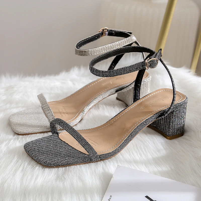 Сандалии женские с ремешком на щиколотке высоком каблуке|Боссоножки и сандалии| |