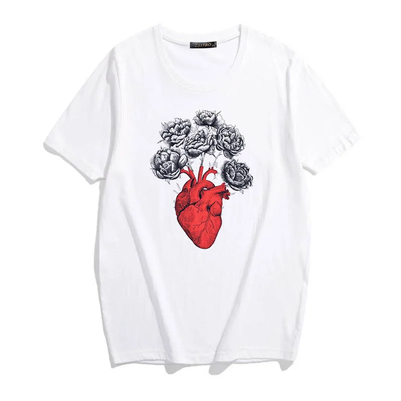 Женская футболка с цветочным принтом и круглым вырезом в стиле