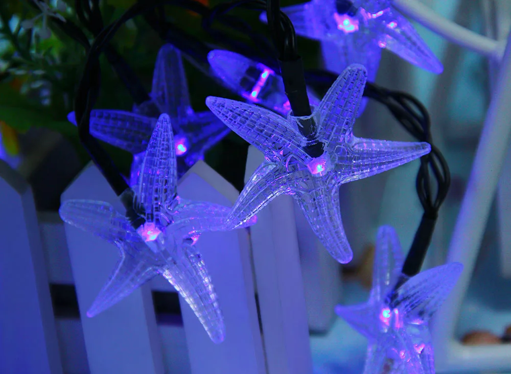 30 светодиодный s Starfish Солнечный светодиодный декоративный светильник для рождественского фестиваля солнечный светильник для наружного освещения
