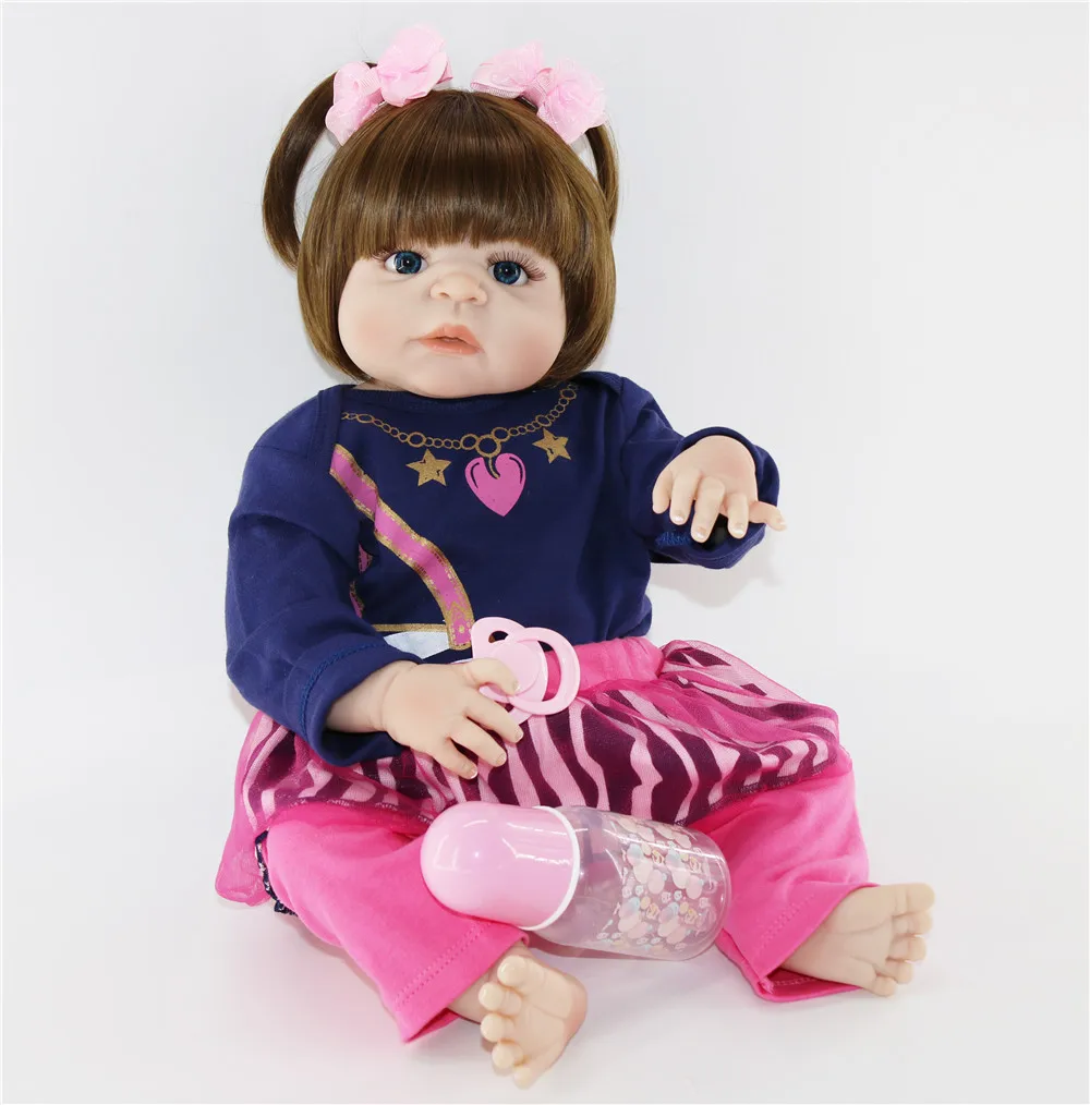 

57cm Full Silicone Body Reborn Baby Doll Toy For Girl Vinyl Newborn Princess Babies Bebe Bathe Accompanying Toy Birthday Gift re