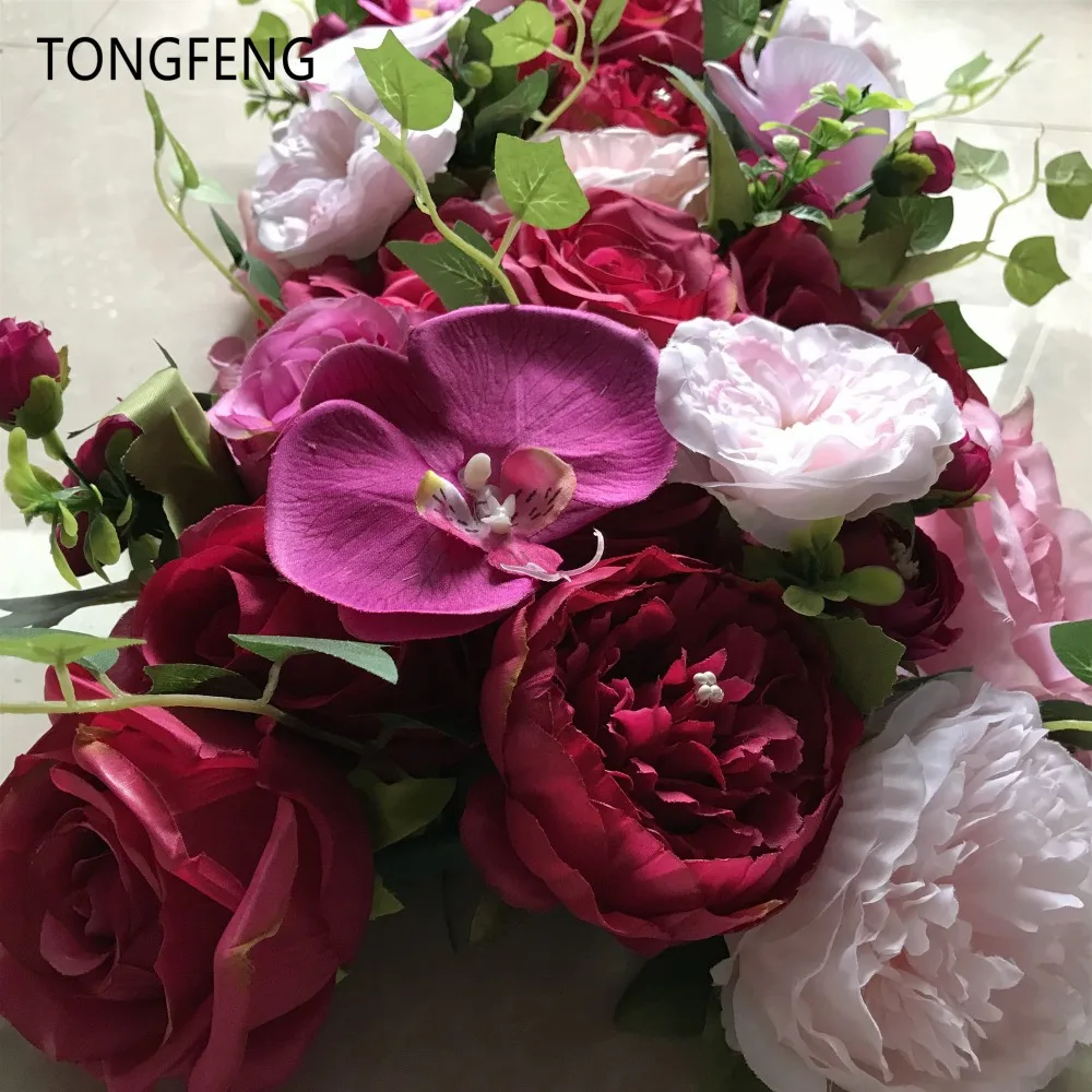 TONGFENG 10 шт./лот цветок бегун свадебное украшение искусственное шелк Роза Пион 3D цветок стены свадебное оформление украшение