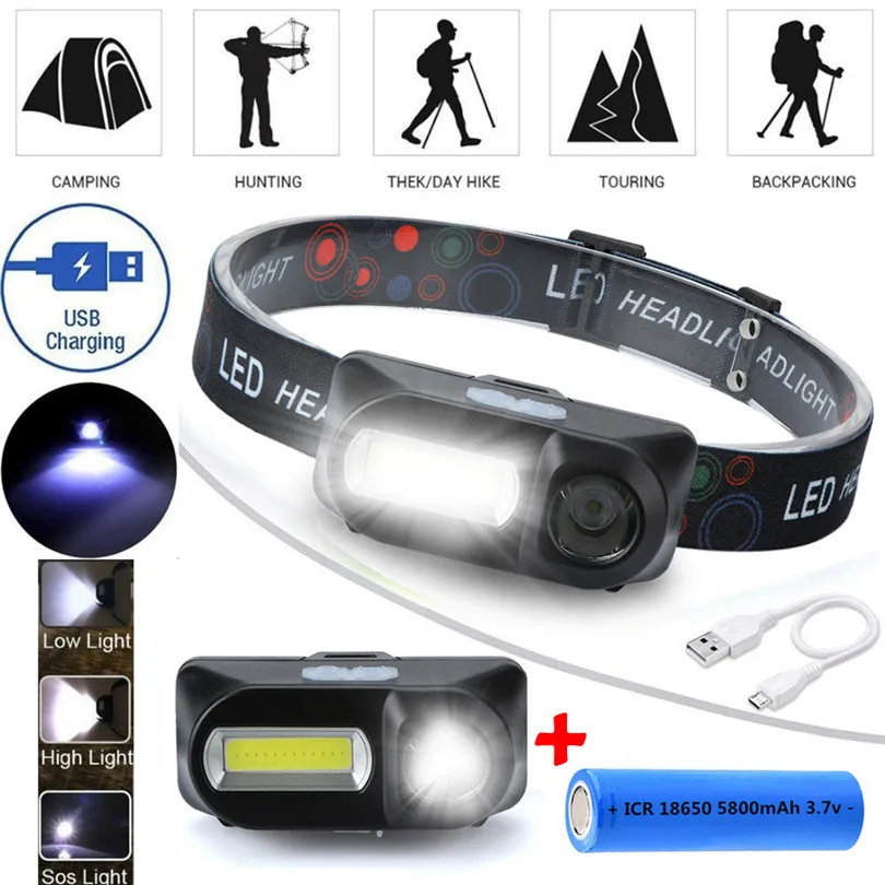 Велосипед фары фонарик Перезаряжаемые УДАРА СВЕТОДИОДНЫЙ 6-режим головной