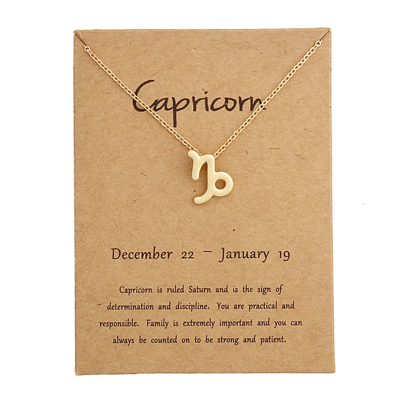 gold Capricorn Золотая карта модное ювелирное изделие 12 Созвездие зодиака кулон ожерелье для женщин - Окраска металла: gold Capricorn