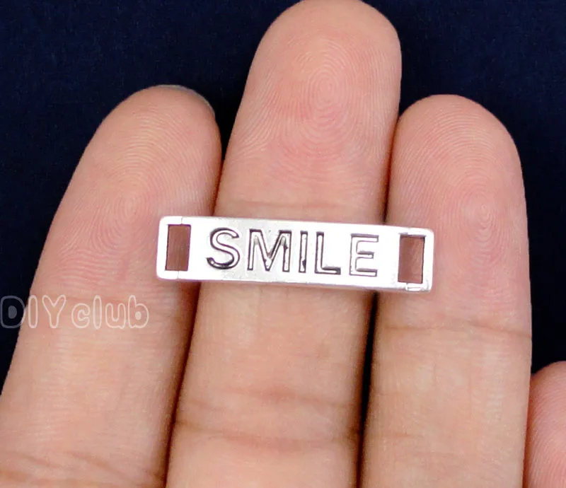 

60pcs-Antique Tibetan Silver Smile Connector Charms 28x6mm