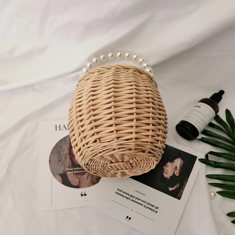 Женская Плетеная соломенная сумка ручная работа украшенная бисером на шнурке из