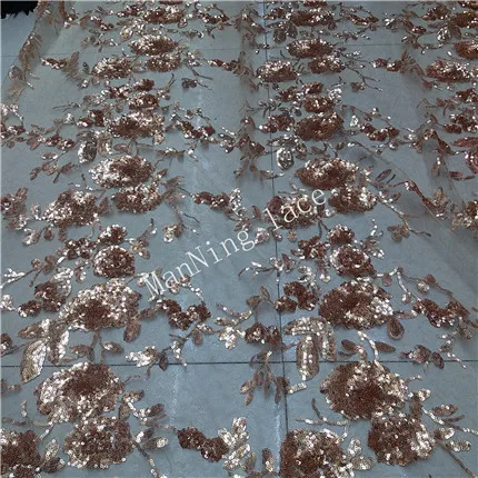 

2017 hot African Deluxe lace sequins, glittering golden sequins, high quality products, luxurious wedding dress fabrics