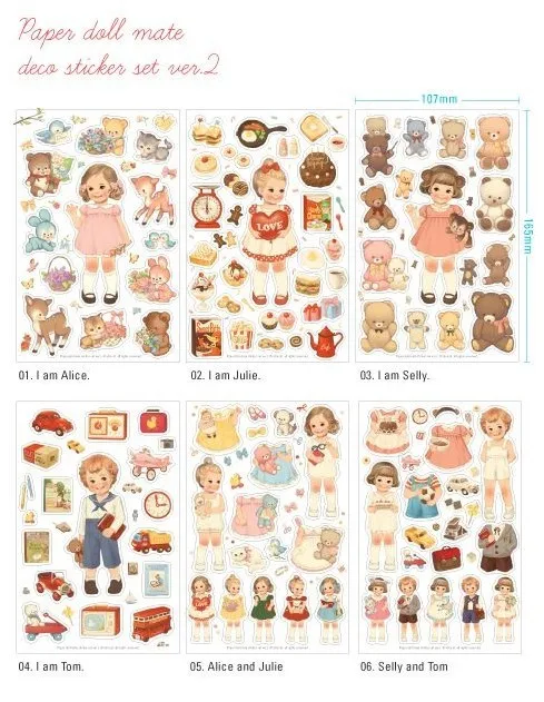 6 листов Kawaii Girl ПВХ стикер кукла Дневник Блокнот Наклейка украшение для DIY Скрапбукинг Дневник Декор вечерние блага